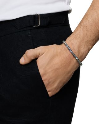 Spiritual Beads Faceted Bracelet in Sterling Silver with Labradorite, 5mm