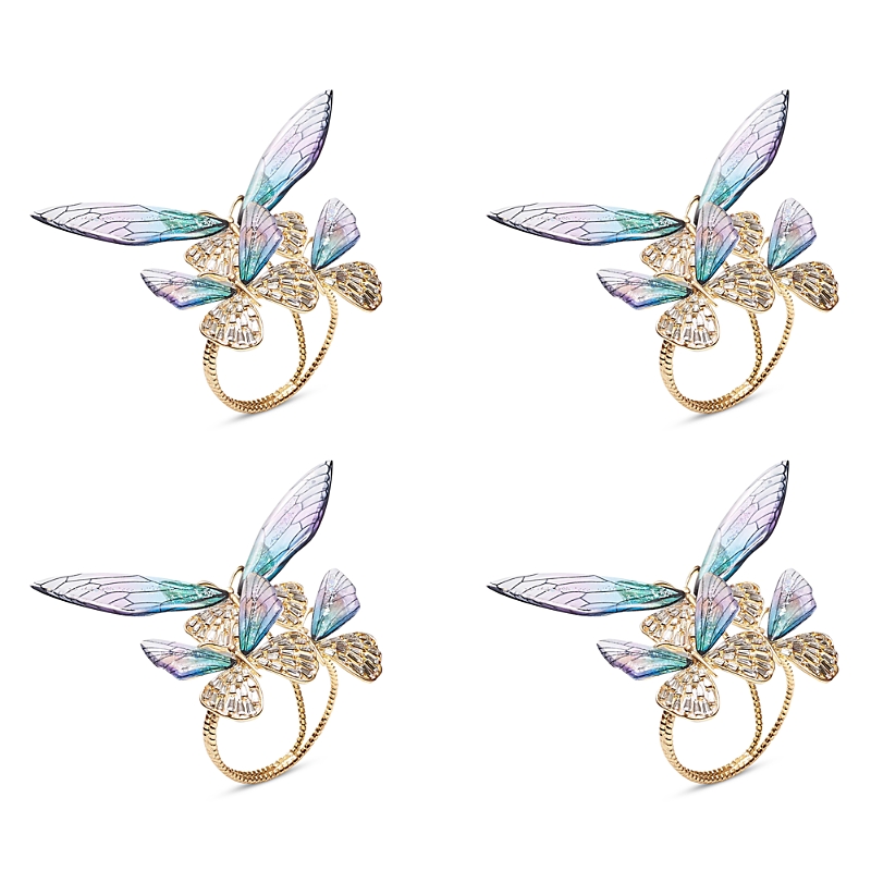 Kim Seybert Flutter Napkin Ring In Lilac & Periwinkle, Set Of 4 In A Gift Box In Lilac/periwinkle