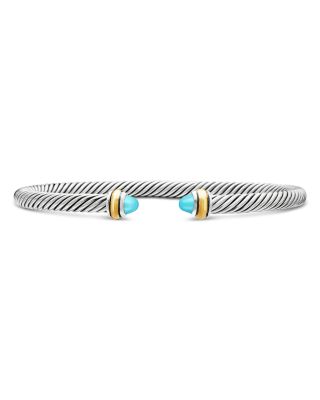 Cable Classic Bracelet with Gemstones, 18K Yellow Gold & Sterling Silver, 4mm