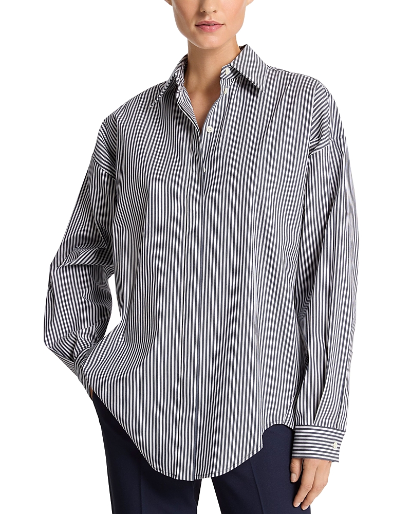 Michael Kors Collection Wedge Oversize Pinstripe Button-up Shirt In White