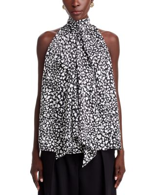 Printed Tie Neck Top