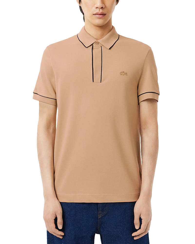 Lacoste Tipped Short Sleeve Polo Shirt In Tan