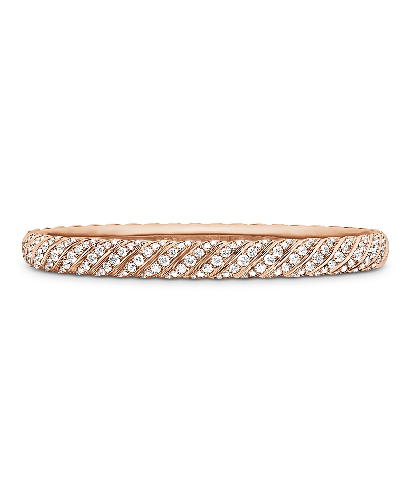 David Yurman Sculpted Cable Pave Bangle Bracelet in 18K Rose Gold with Diamonds