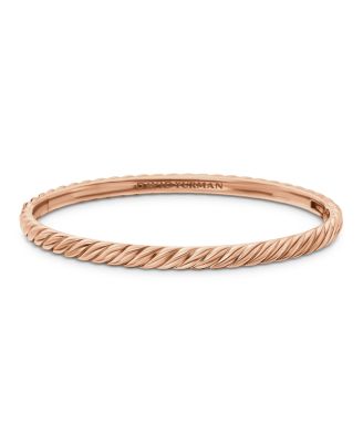 Sculpted Cable Bangle Bracelet in 18K Rose Gold