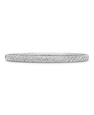 David Yurman - Sculpted Cable Pav&eacute; Bangle Bracelet in 18K White Gold with Diamonds