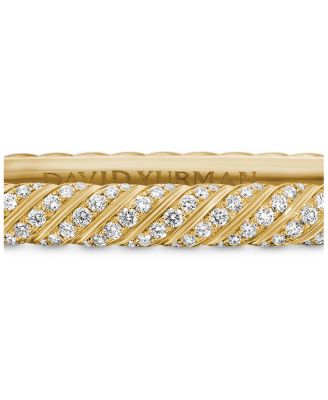 Sculpted Cable Bangle Bracelet in 18K Yellow Gold with Diamonds, 4.6mm