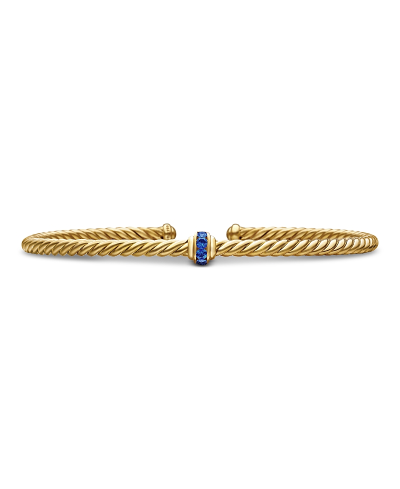 David Yurman 18K Yellow Gold Cable Classics Pave Center Station Bracelet · Medium