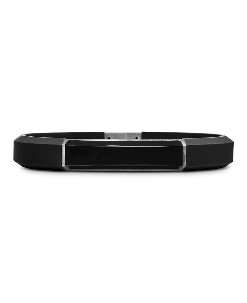 David Yurman Men's Sterling Silver Streamline Onyx Black Rubber Bracelet