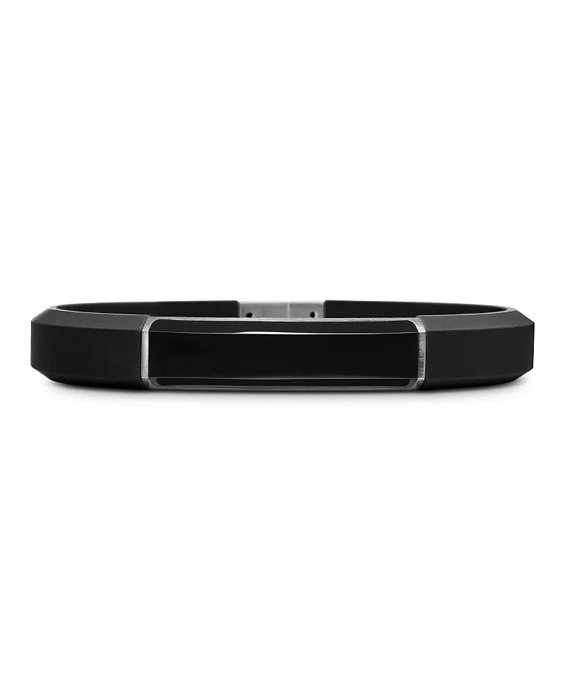 David Yurman Men's Sterling Silver Streamline Onyx Black Rubber Bracelet