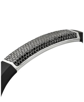 Men's Sterling Silver Streamline&reg; Black Diamond Pav&eacute; Black Rubber Bracelet