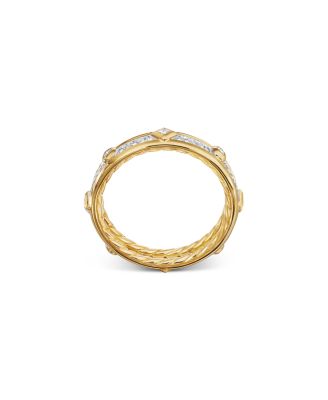 18K Yellow Gold Modern Renaissance Ring with Full Pav&eacute; Diamonds