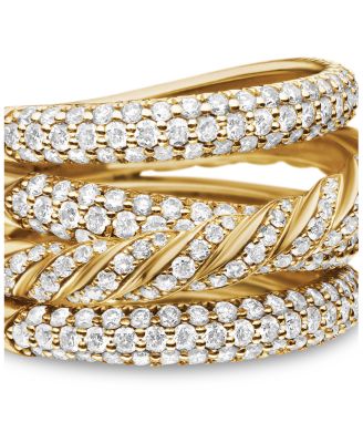 Pav&eacute;flex Four Row Ring in 18K Yellow Gold with Diamonds