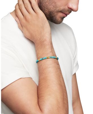 Men's 18K Yellow Gold Spiritual Beads Bracelet, 6mm