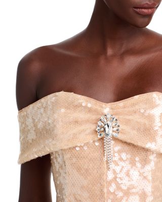 Gold Sequin Off-the-Shoulder Dress - Exclusive