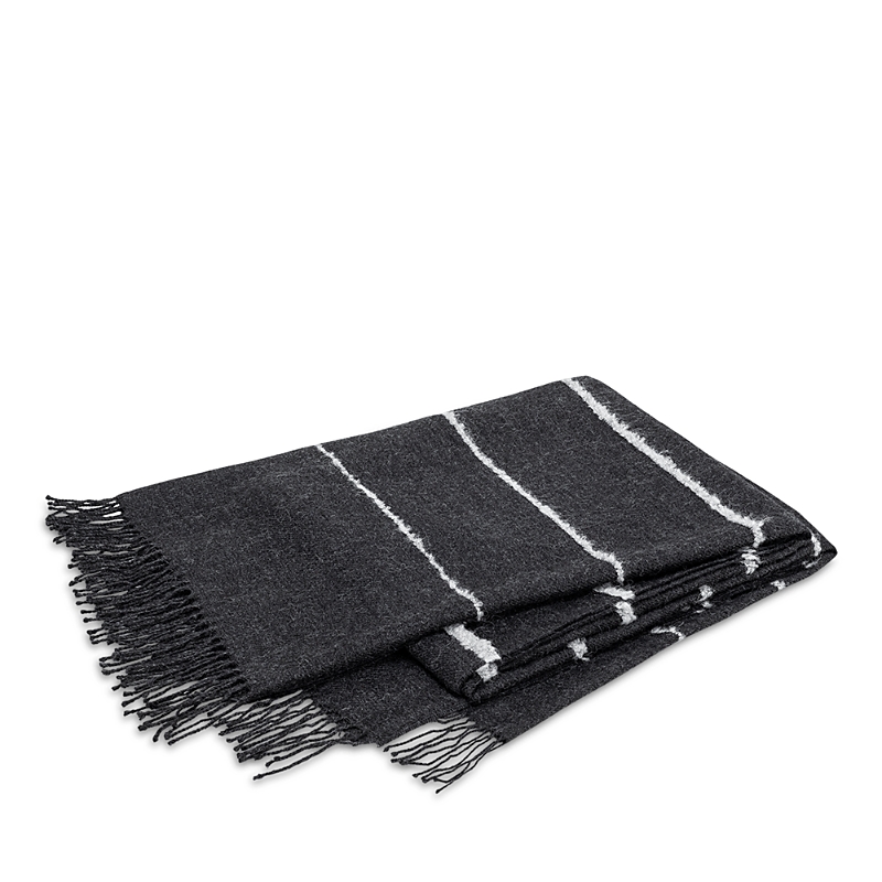 Matouk Amelia Boucle Stripe Alpaca Throw In Charcoal