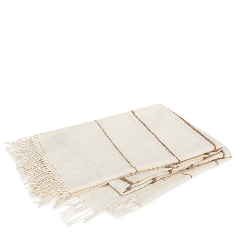 Matouk Amelia Boucle Stripe Alpaca Throw In Neutral
