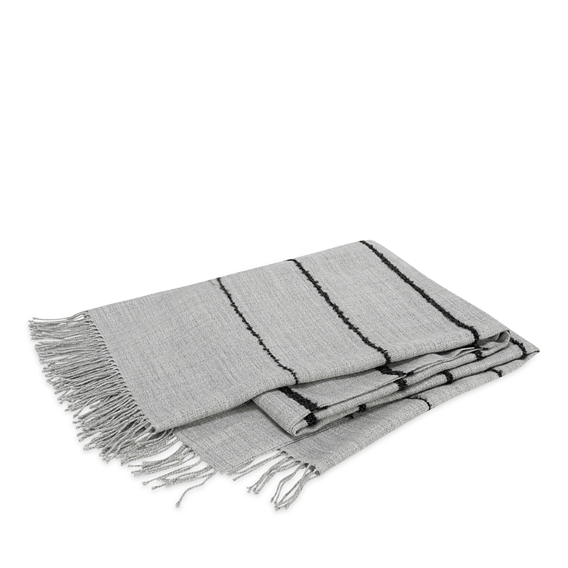 Matouk Amelia Boucle Stripe Alpaca Throw In Pearl