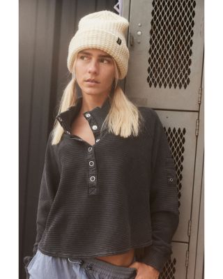 Henley Style Oversized Long Sleeve Tee