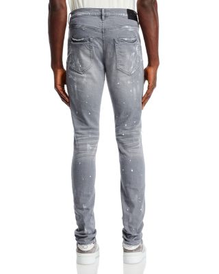 Gray Knee Slit Skinny Jeans