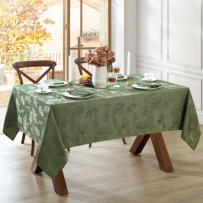 Elegant Woven Leaves Jacquard Damask Rectangle Tablecloth