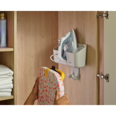 IronHub Wall Mounted Iron Storage Caddy With Ironing Board Hook