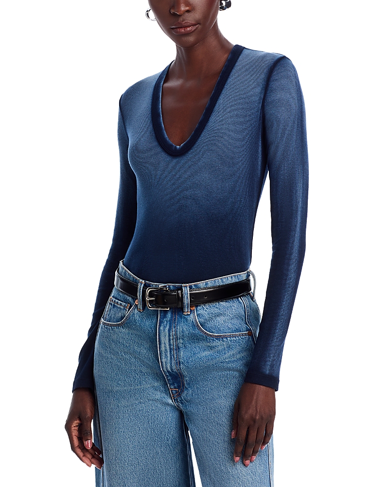 Cotton Citizen Verona U Neck Tee In Navy Cast
