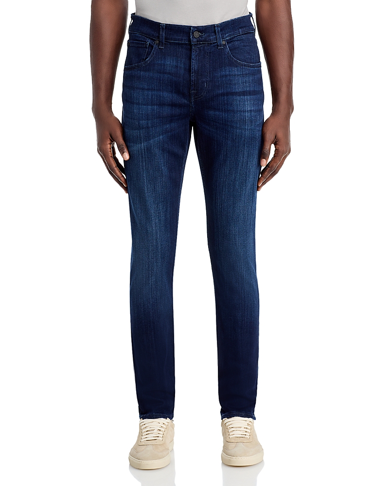 7 For All Mankind Slimmy Tapered Luxe Performance Plus Jeans In Deep Blue