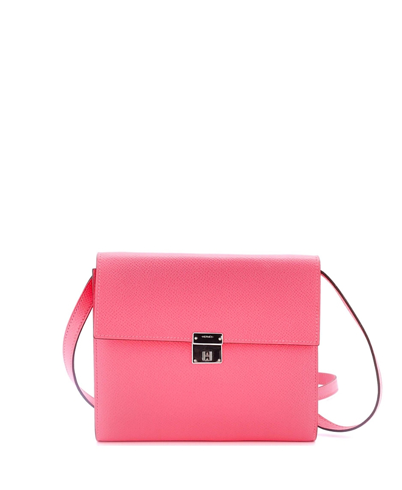 Pre-owned Pre-owned Hermes Hermes 16 Clic Wallet On Strap Epsom In Pink