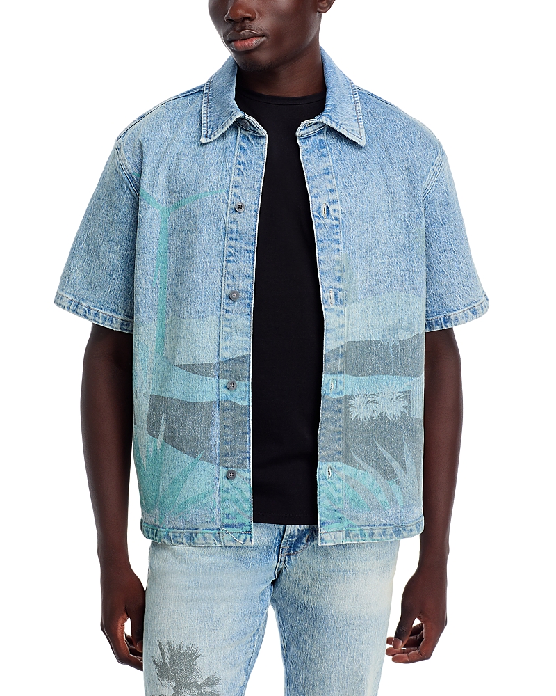 Hudson Spring Break Short Sleeve Button Front Denim Shirt In Spring Break