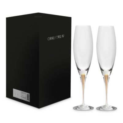 Orrefors - Intermezzo Gold Champagne Glasses, Set of 2