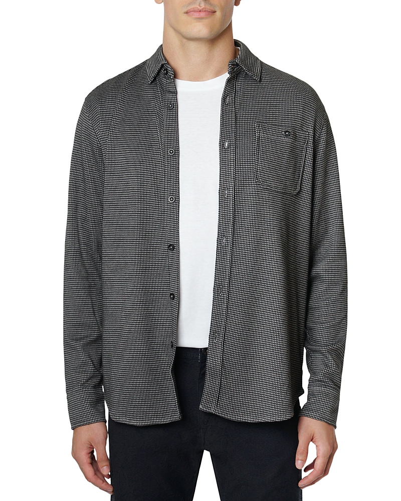 Robert Graham Bressett Houndstooth Knit Button-up Shirt In Gray