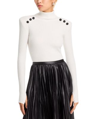 L'AGENCE - Reeves Button Detail Turtleneck Sweater