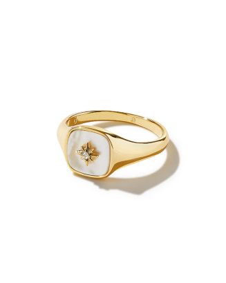 Ana Luisa Gold Signet Ring - Amara Mother of Pearl