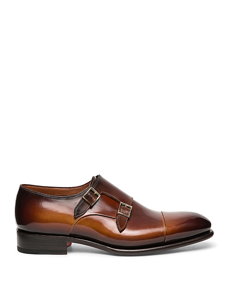 Santoni Ira Double Monk Strap Shoe In Tan