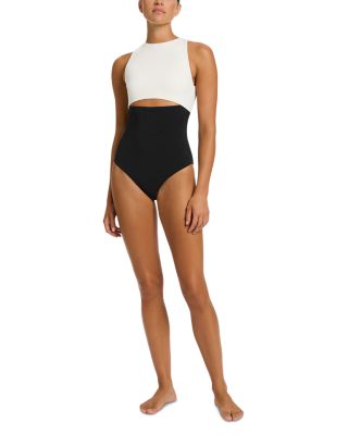 High Neck Cut Out One Piece Swimsuit
