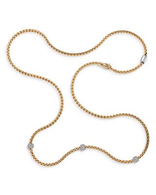 18K Yellow Gold EKA Necklace with Diamonds, 27.5"
