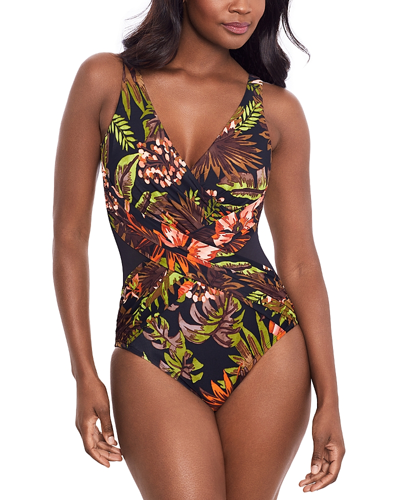 Miraclesuit Botanico Crossover Underwire One-piece In Black/multi