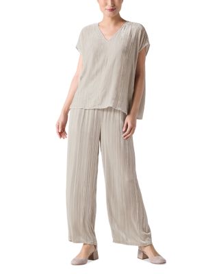 Wide Leg Crushed Velvet Ankle Pants