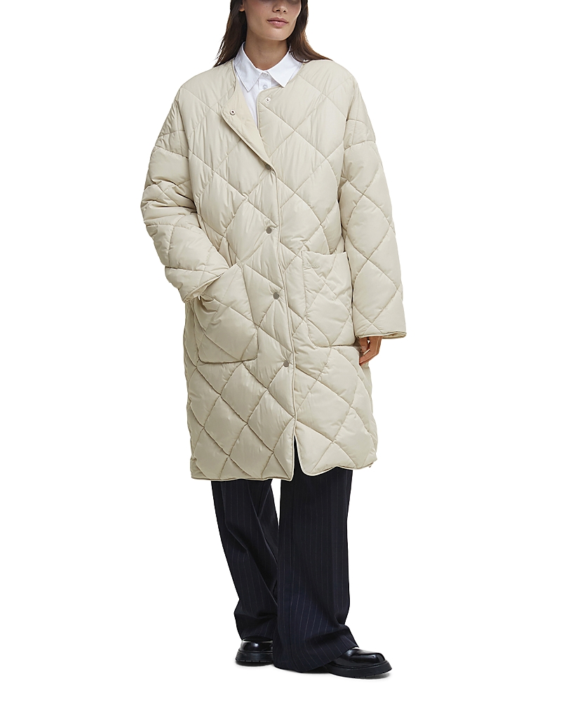 Barbour Brigitte Puffer Coat With Scarf In French Oak/sky Dress Tartan