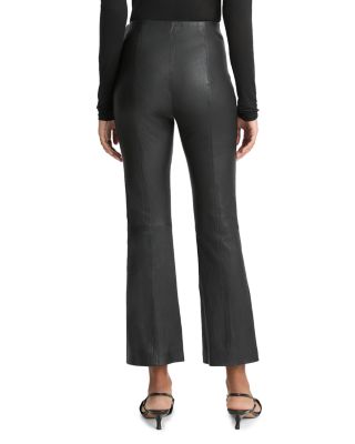 Stretch Leather Cropped Flare Pants