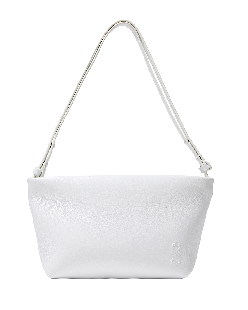 Proenza Schouler Bond Zip Napa Leather Shoulder Bag In White/silver