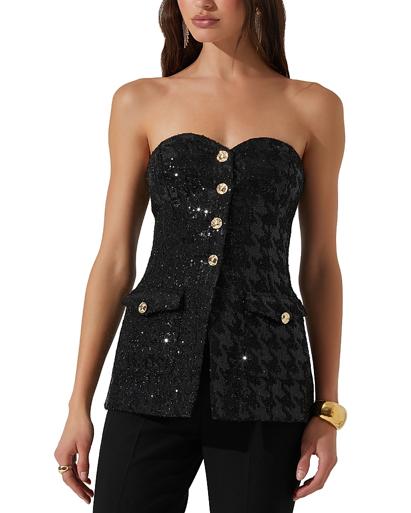 Astr The Label Milani Strapless Sequin Top In Black