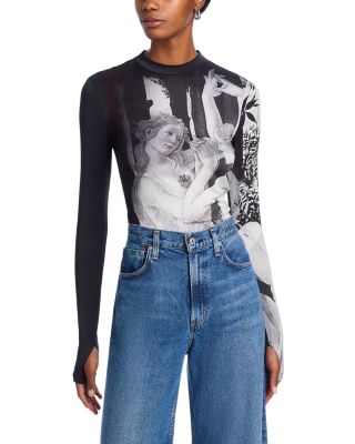 Alice and Olivia - Delaina Graphic Mock Neck Top