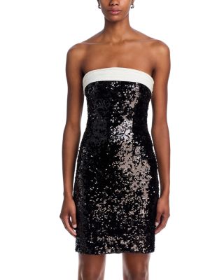 alice and olivia black and white sequin dress Alice + Olivia Black Off White Sibella Sequin Bow Dress Size 6 $550