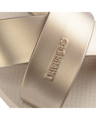 Women's Aqua Metallic Crisscross Slide Sandals