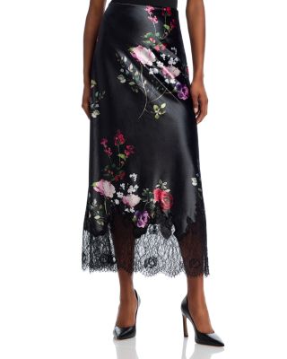 Alice and Olivia - Alice and Olivia Maeve Floral Velvet Midi Slip Skirt