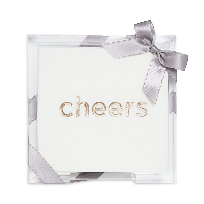Lined Design Cheers Cocktail Napkins, Set Of 24