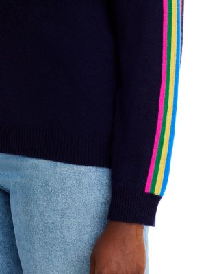 100% Cashmere Rainbow Athletic Stripe Sweater - Exclusive