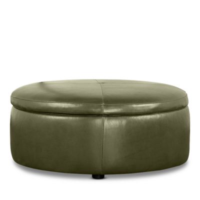 Alta Large Round Storage Ottoman, in Leather