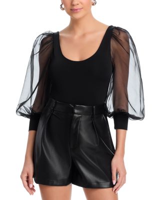 Alice and Olivia - Jillianne Scoop Neck Puff Sleeve Bodysuit